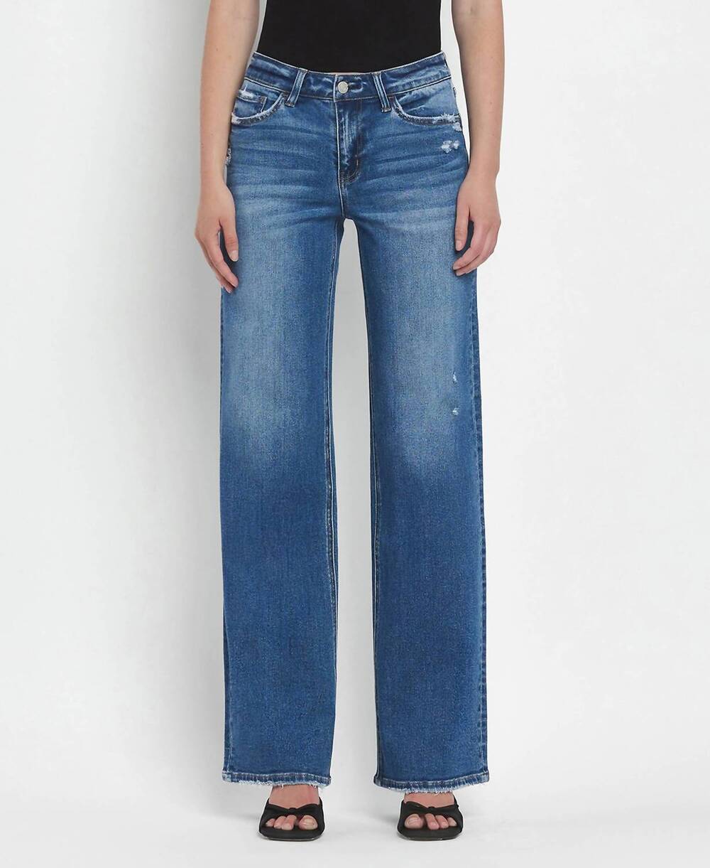 NEW VERVET BY FLYING MONKEY women's mid rise wide leg jeans in secure